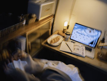 Close-up of laptop on table