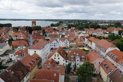 High angle view of waren against cloudy sky