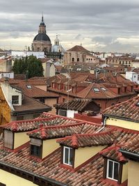 High angle view of townscape against sky