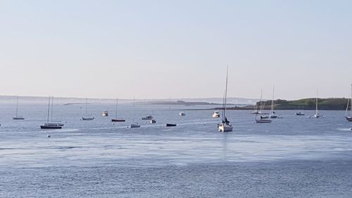 Scenic view of sea against clear sky