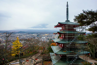 View of buildings against cloudy sky