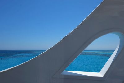 View of swimming pool against clear blue sky