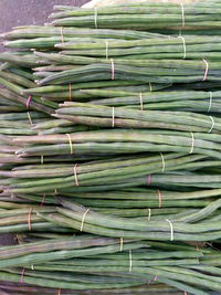 High angle view of moringa oleifera pods for sale at market