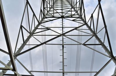 Low angle view of electricity pylon against sky