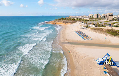 High angle view of beach against sky