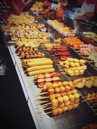 Various vegetables for sale at market stall