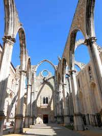 Low angle view of historical building against sky. carmo convent lisbon portugal