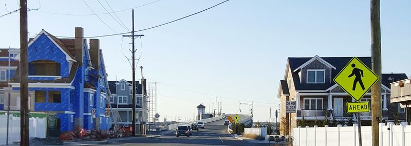 View of buildings against clear sky