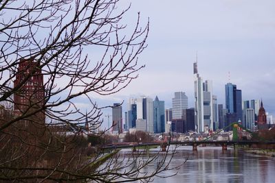 City skyline with river in background