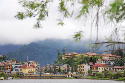 High angle view of town