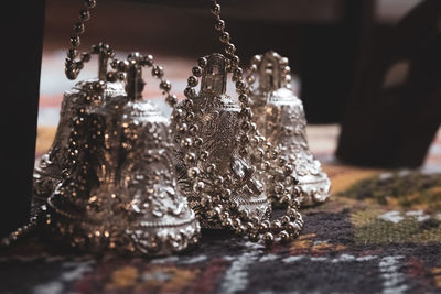 Close-up of christmas decoration on table