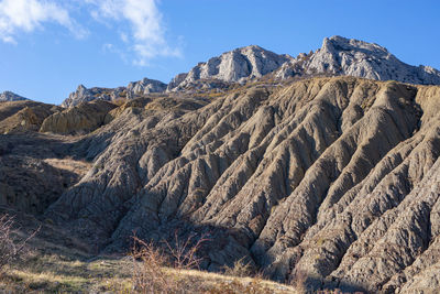 Scenic view of mountain range against sky