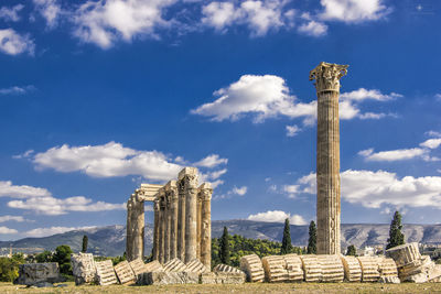 Old temple against cloudy sky