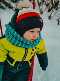 Portrait of woman wearing warm clothing
