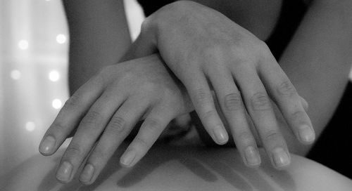 Close-up of couple hands