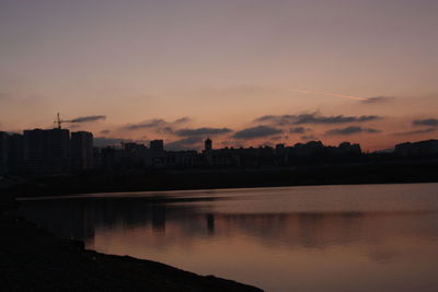 View of city at sunset