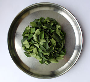 High angle view of vegetables in bowl on table