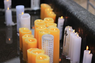 Close-up of lit candles