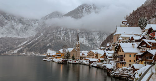 Aerial view of city during winter