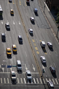 High angle view of car on road