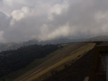 Scenic view of landscape against cloudy sky