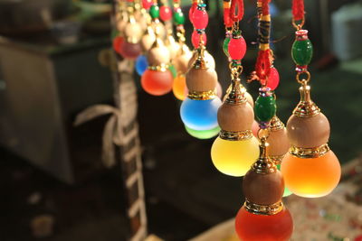 Close-up of multi colored hanging
