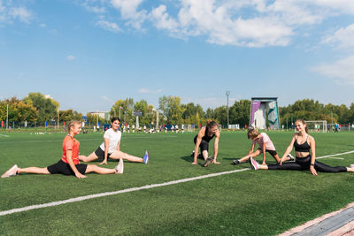 Children playing soccer