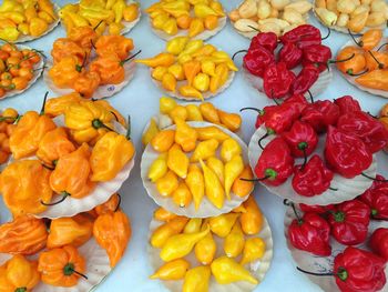 Full frame of fruits for sale