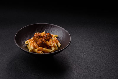 High angle view of food in plate on table