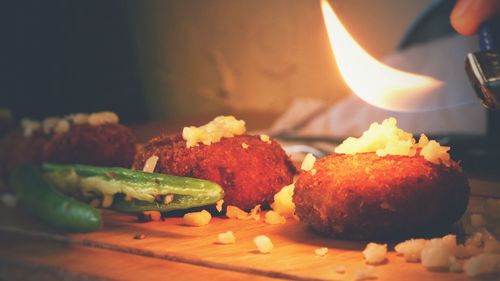 Close-up of food on table