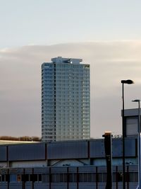 Low angle view of modern buildings against sky