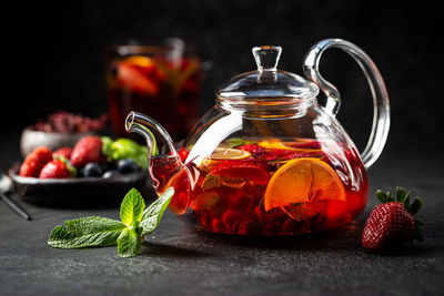 Close-up of christmas decorations on table