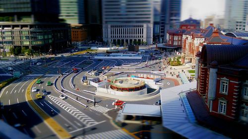 High angle view of traffic on city street