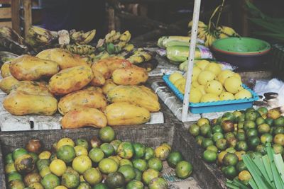 Close-up of fruits for sale at market stall