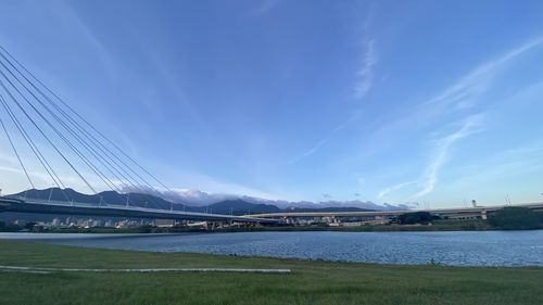 Bridge over river against sky