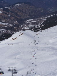 High angle view of snowcapped mountains