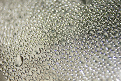Full frame shot of water drops on metal