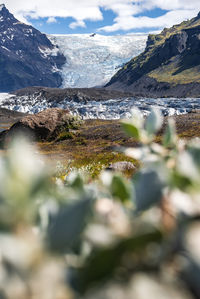 Scenic view of snowcapped mountains