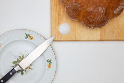 High angle view of food on table