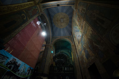 Low angle view of illuminated ceiling of cathedral