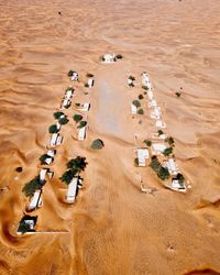 High angle view of people on beach