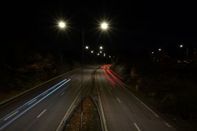 Light trails on highway at night