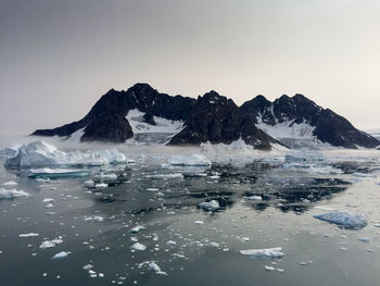 Scenic view of icebergs against sky