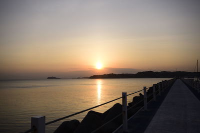 Scenic view of sea at sunset