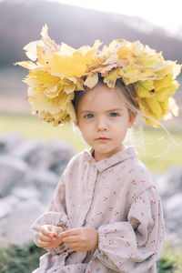 Portrait of cute girl wearing hat