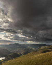 Scenic view of landscape against cloudy sky