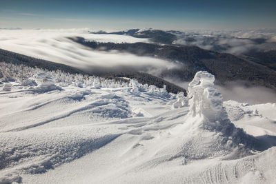 Snow covered mountain against sky