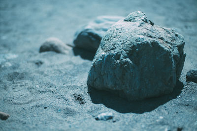 Close-up of rocks on shore