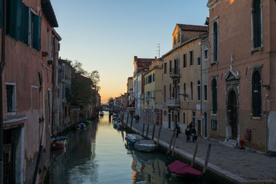 View of canal in city