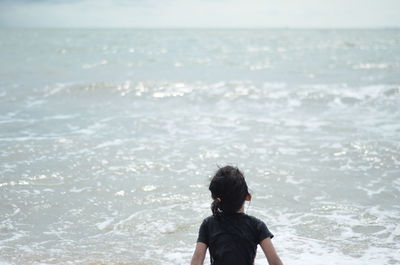 Rear view of man on beach